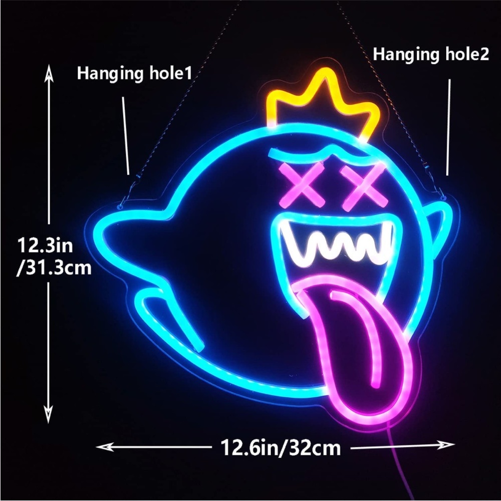 Boo Mario Kart Ghost Cartoon Video Game Neon Light LED Man Cave Kid/Teen Room - Picture 4 of 6